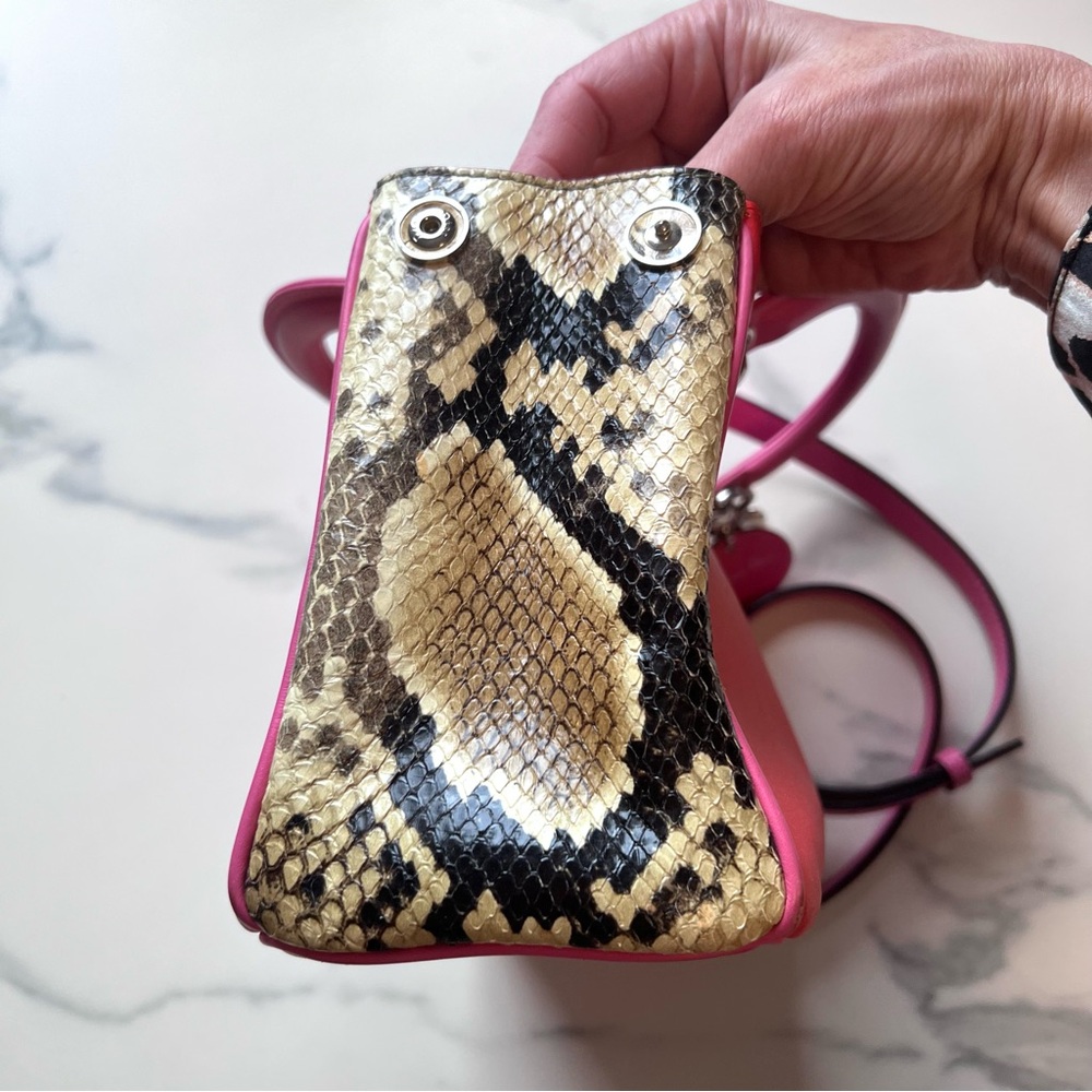 Maximalist Dior Small Pink/Red Calfskin and Python Diorissimo Tote Bag - Picture 15 of 16